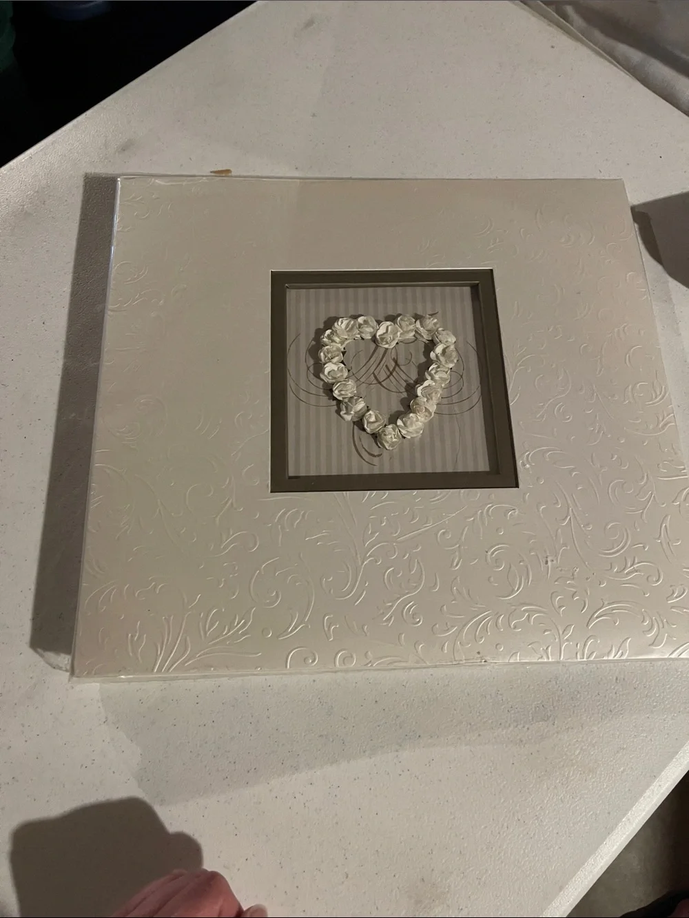Elegant Cream Floral Heart Wedding Album